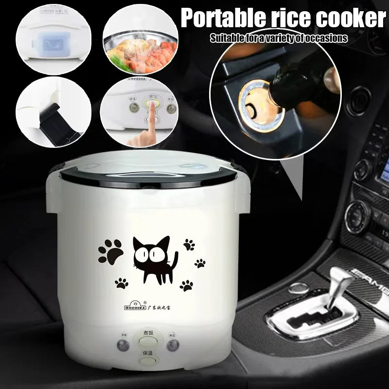 Electric Mini Rice Cooker - Portable MultiCooker for Household, Small Size Rice Cooker for 1-2 People