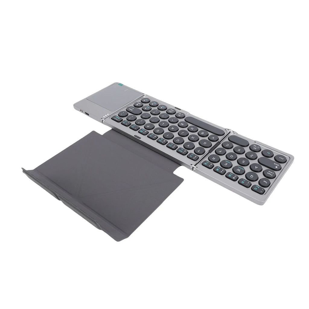 【HOT】Foldable Bluetooth Keyboard Portable Wireless Keyboard with PU Leather Cover Touchpad for Tablet Laptop Smartphone