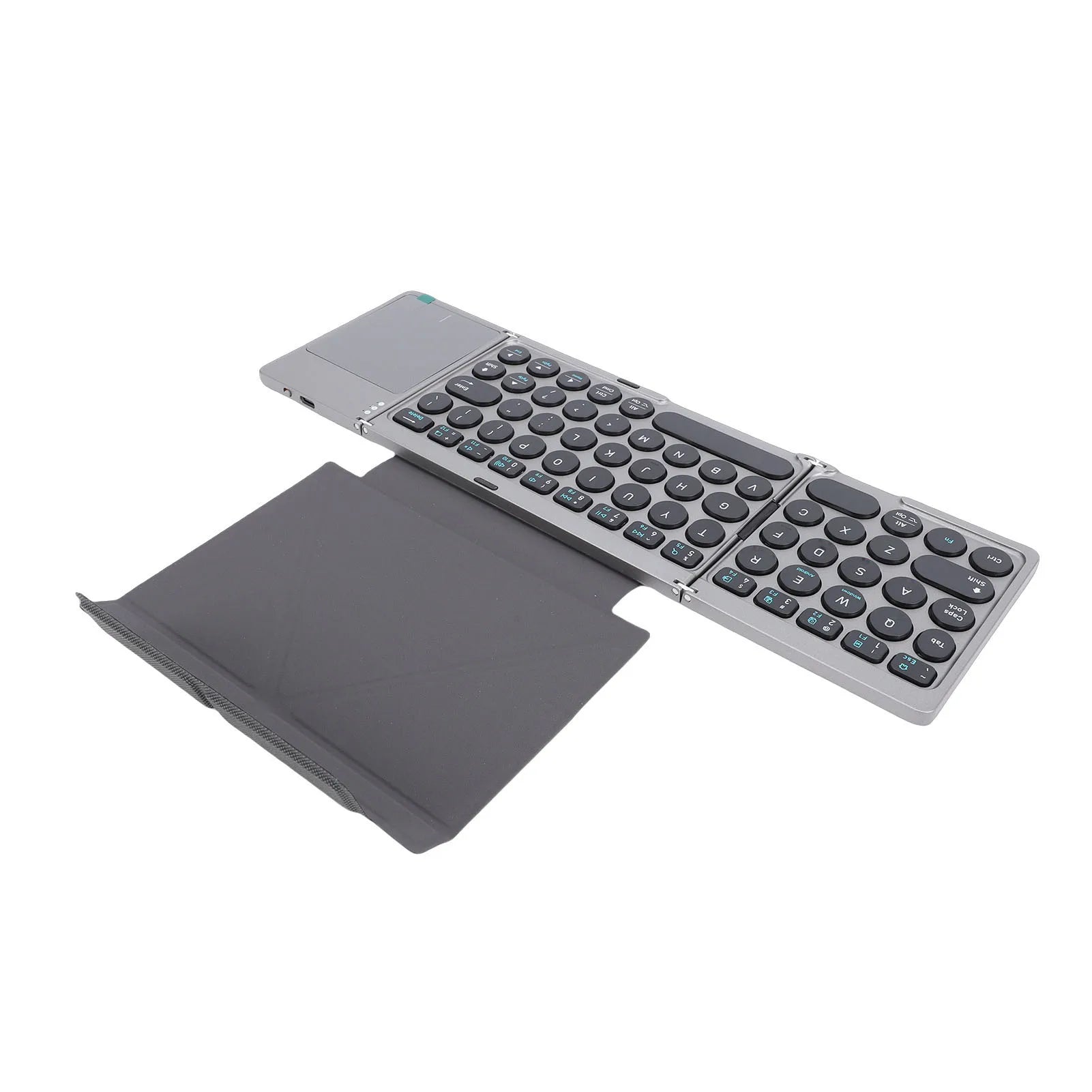 【HOT】Foldable Bluetooth Keyboard Portable Wireless Keyboard with PU Leather Cover Touchpad for Tablet Laptop Smartphone