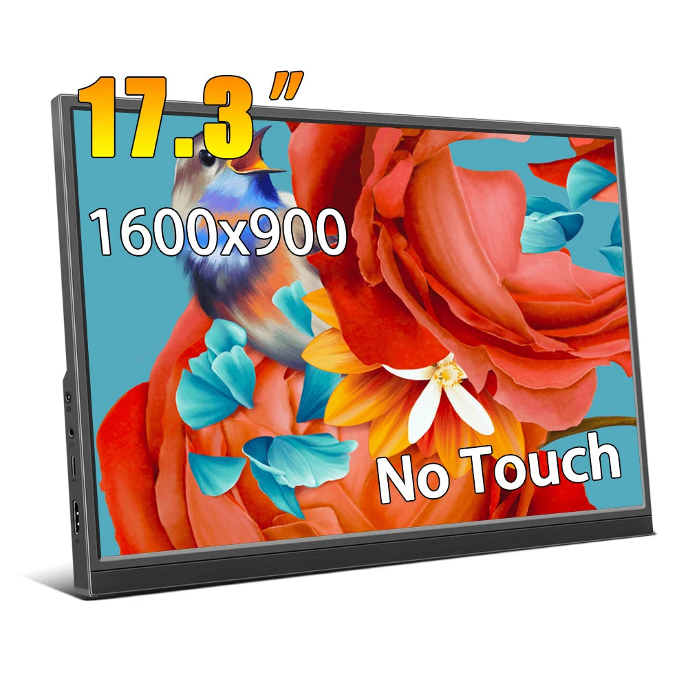 Portable Monitor 17.3 Inch External Laptop Display with USB-C HDMI Port Ultra-Thin Mobile Monitor for Business Travel Gaming