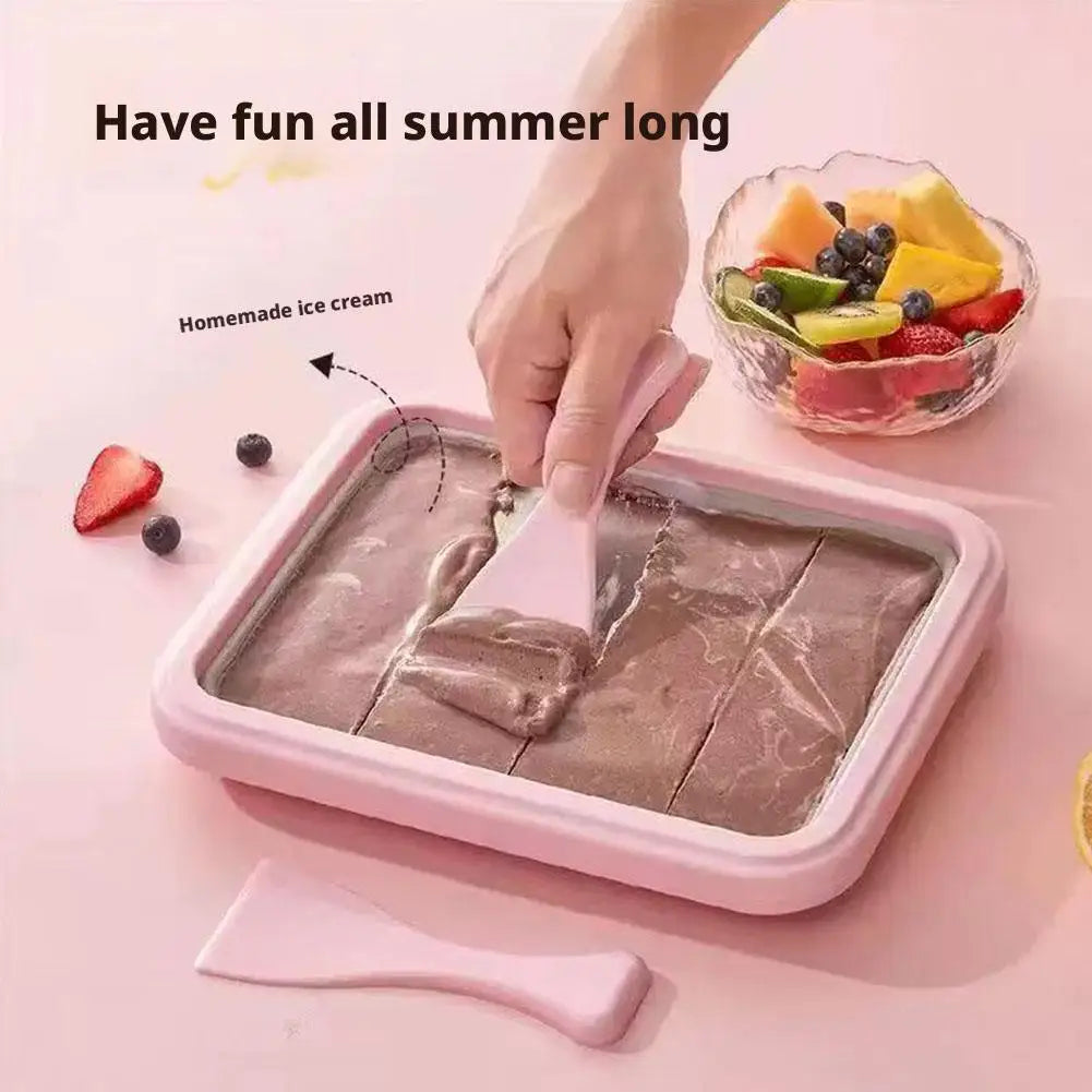 DIY Ice Cream Maker Yogurt Maker Machine with 2 Spatulas Homemade Rolled Cream Sorbet Gelato,Household Ice Cream Roller Pan