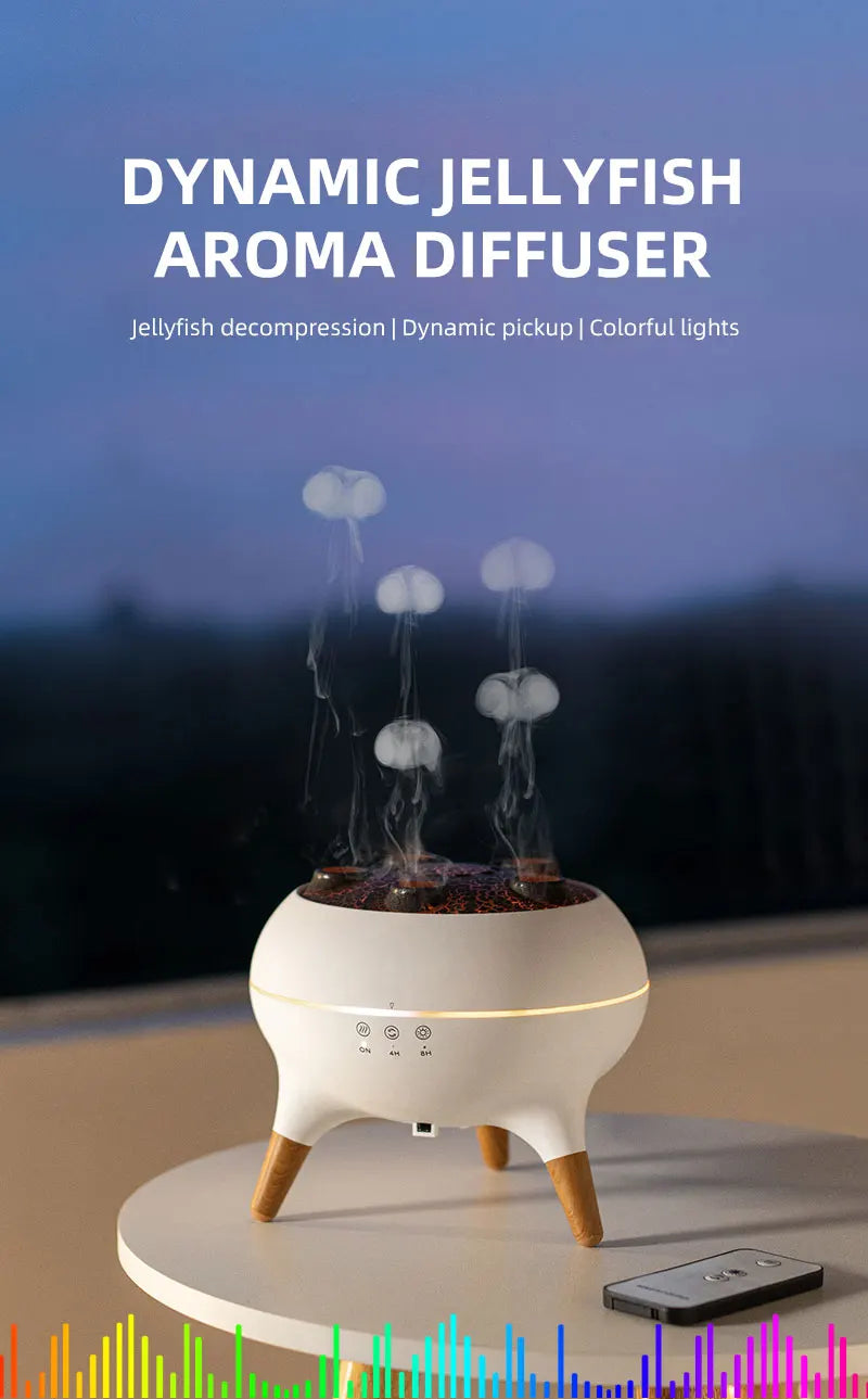 Jellyfish Air Humidifier With Colorful Gradient Lights Essential Oil Diffuser Ultrasonic Mist Maker Fogger Aroma Diffuser