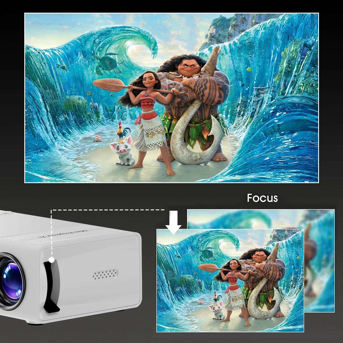 Portable Mini Projector 320x240P HD (Support 1080P Input), 20 ANSI Lumens, Manual Focus, HDMI USB AVome Family Theater Projector