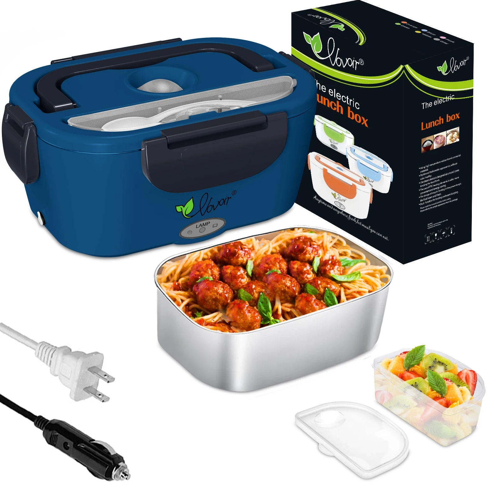 3-in-1 Electric Lunch Box Warmer - Fast Heating 12V/24V/110V Portable Food Container for Adults, Truck Drivers &Office Workers
