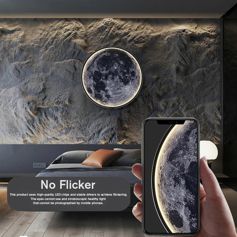 Moon Wall Light 3D Mural Earth Wall Light Hallway Gallery Mural Art Background Decoration Kid Bedroom Bedside Led Light