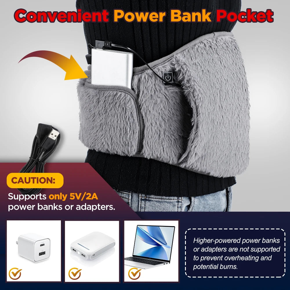 Electric Heating Belt Hand Warmer USB Charging Portable Heater Hot Compress Therapy Abdominal Waist Menstrual Uterus Warming Pad