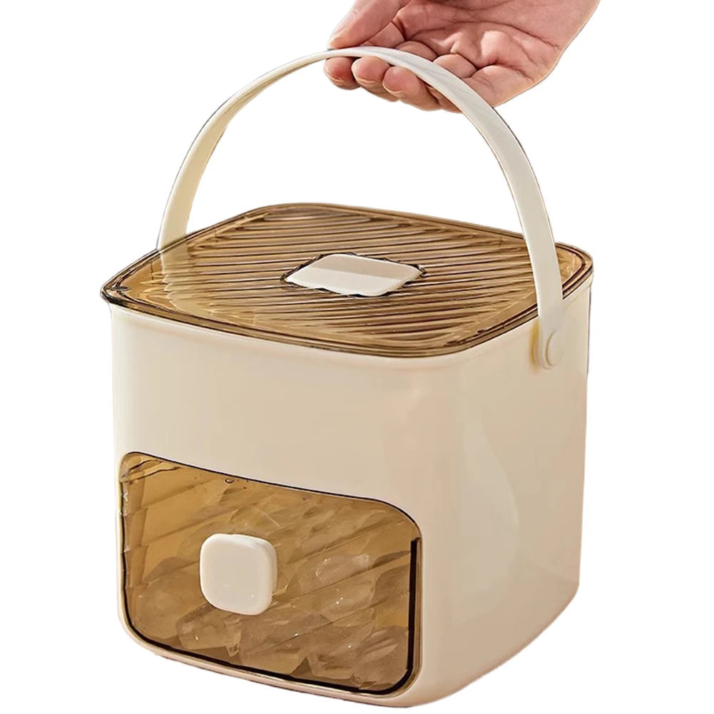 Portable Ice Maker with Handle & Storage Drawer Countertop Ice Cube Maker Compact Ice Maker Machine for Household & Outdoor Use