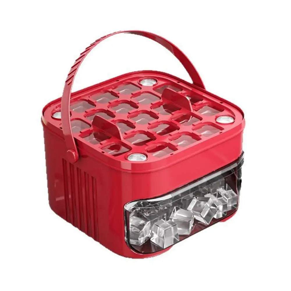 Portable 50-Cube Ice Maker with Easy Press Cap Large Capacity Double-layer Ice Cube Machine Household Ice Storage Ice Box
