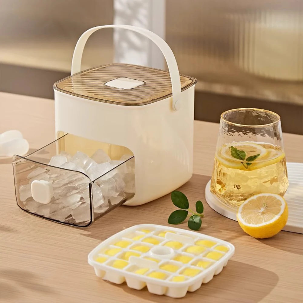 Portable Ice Maker with Handle & Storage Drawer Countertop Ice Cube Maker Compact Ice Maker Machine for Household & Outdoor Use