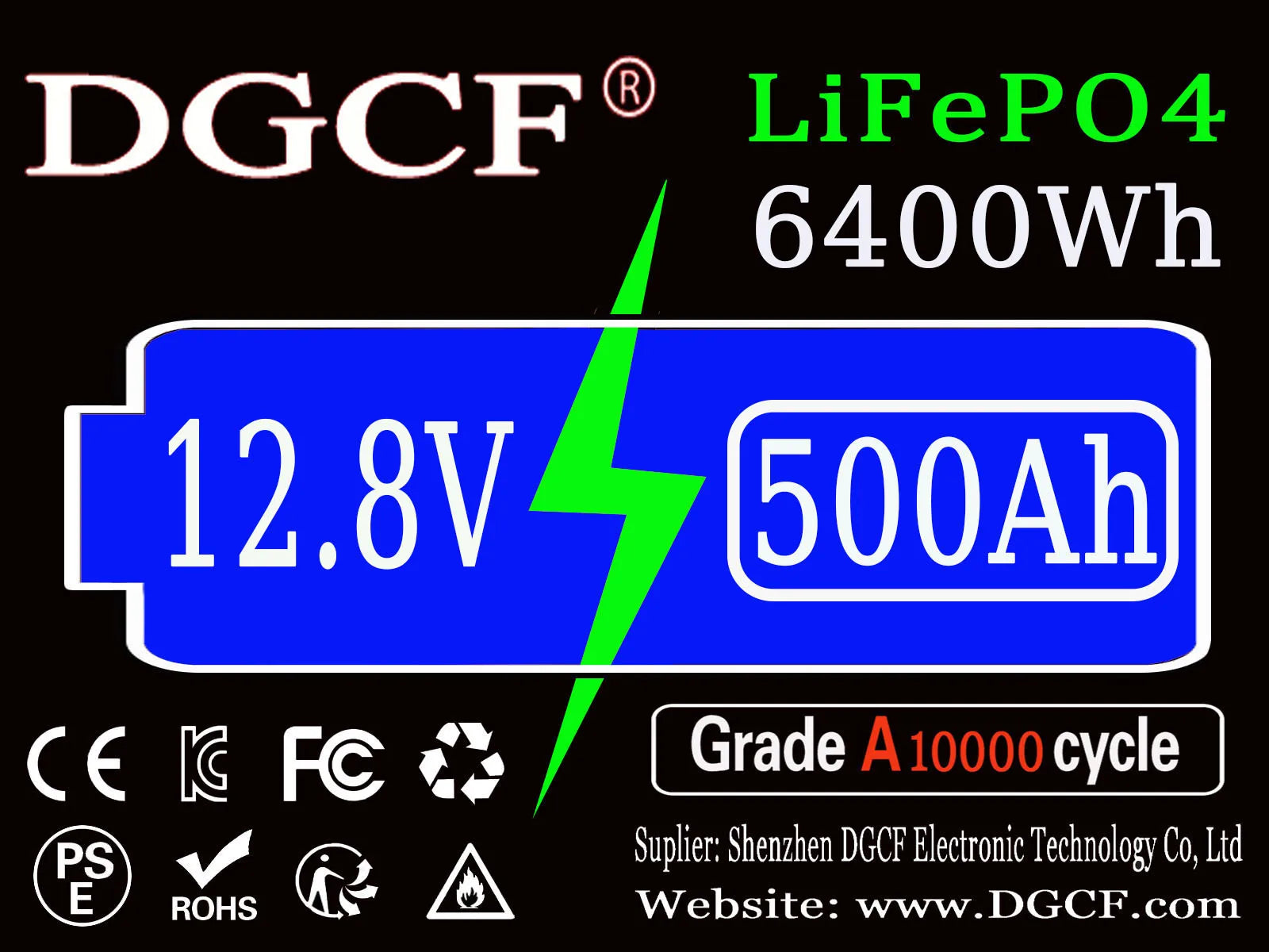 12V LiFePO4 Lithium Battery 12000Wh 500Ah, Built-in 200A BMS, Rechargeable Battery, for RV/Camper, Solar, Marine, Overland/V