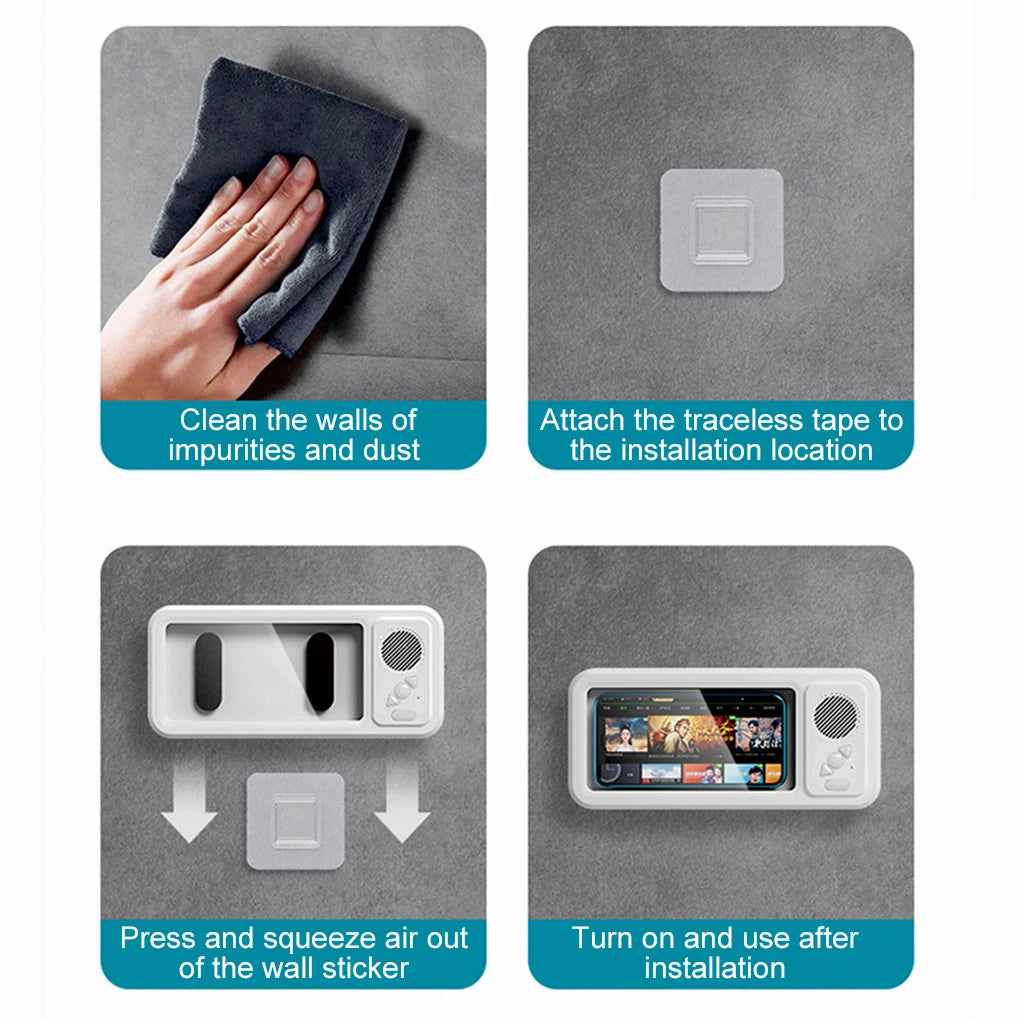 Bathroom Waterproof Mobile Phone Box Bluetooth Speaker Audio Bath TV Stand Mobile Phone Holder 360° Rotation Touch Screen