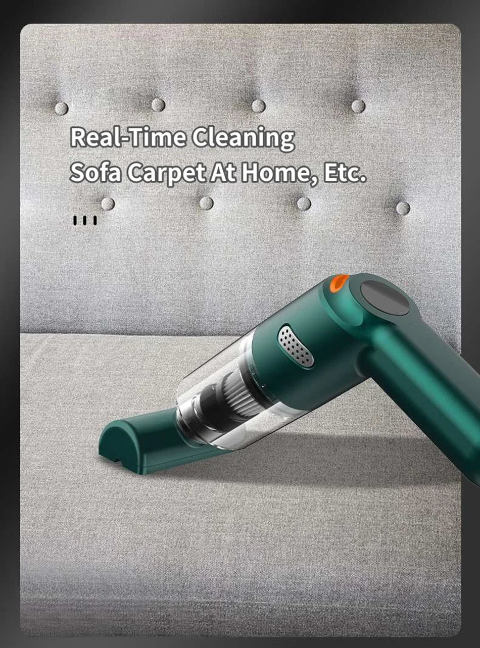 Wireless Mini Vacuum Cleaner 15000PA High Power 120W Cordless Handheld Robot Dust Blower for Car Home Pet Hair
