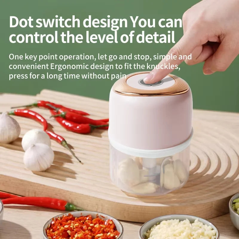 Mini Electric Garlic Chopper & Meat Grinder | USB Rechargeable, Sturdy, Durable Vegetable Crusher | Kitchen Food Processor