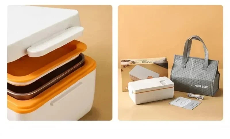 1L USB Electric Lunch Box Portable Heated Food Warmer Rechargeable Insulated Container for Office Camping Travel Commuting