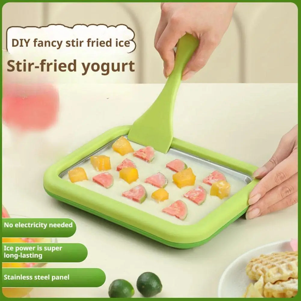 DIY Ice Cream Maker Yogurt Maker Machine with 2 Spatulas Homemade Rolled Cream Sorbet Gelato,Household Ice Cream Roller Pan