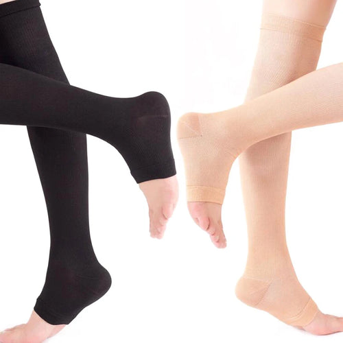 1 Pair Open Toe Knee-High Medical Compression Stockings Varicose Veins Stocking Unisex Compression Brace Wrap Shaping