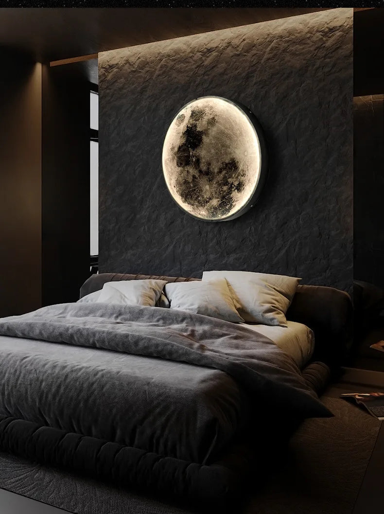 Moon Wall Light 3D Mural Earth Wall Light Hallway Gallery Mural Art Background Decoration Kid Bedroom Bedside Led Light