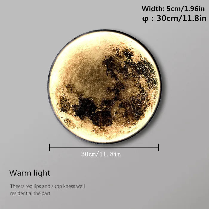 Moon Wall Light 3D Mural Earth Wall Light Hallway Gallery Mural Art Background Decoration Kid Bedroom Bedside Led Light