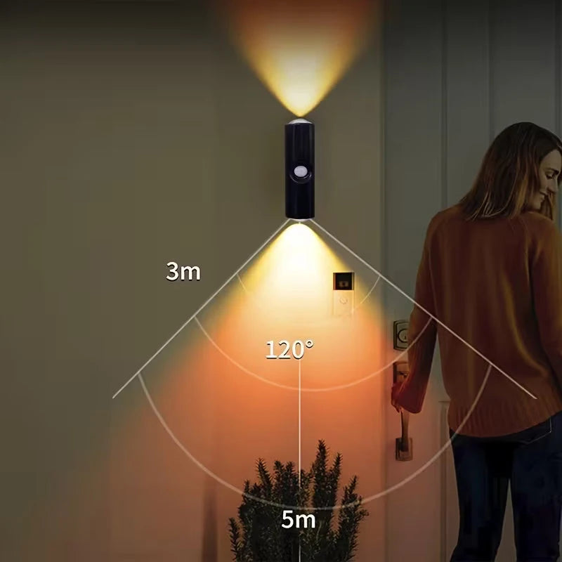 LED Motion Sensor Lights with 3 Color Modes USB Rechargeable Smart Sensor Wall Lights for Stairs Closets Doorways Night Lights