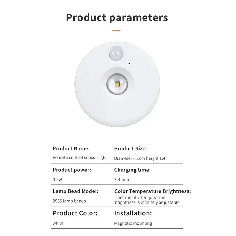 LED Motion Sensor Night Light Wireless Under Cabint Lights Dimmable USB Rechargeable Lighting Kitchen Aisle Closet Home Decor