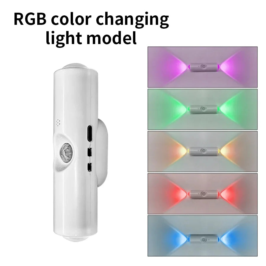 LED Motion Sensor Night Light RGB Colors Changing Wireless Wall Lamp Rechargeable Magnetic Sunset Lamp for Bedroom Living Room