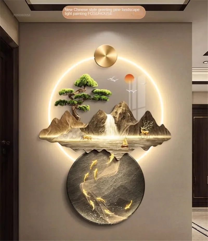 3d wall painting with lights Simple Modern Hanging Home Decoration for Corridor Aisle Upscale Living Room Wall Decorations