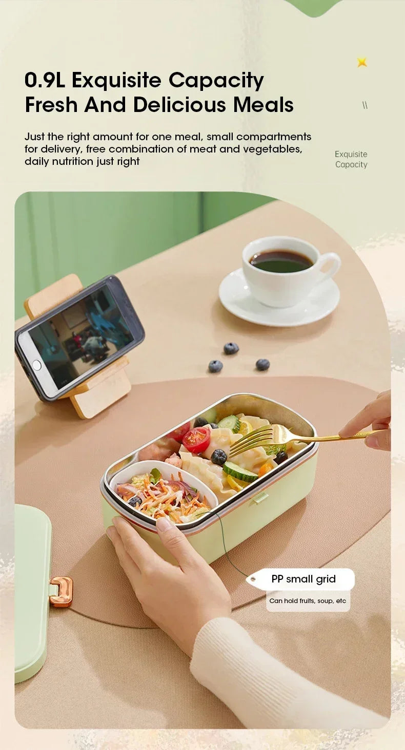 900ML Electric Lunch Box Portable Food Warmer With Heat Preservation For Office Worker Student Camping Heated Meal Box