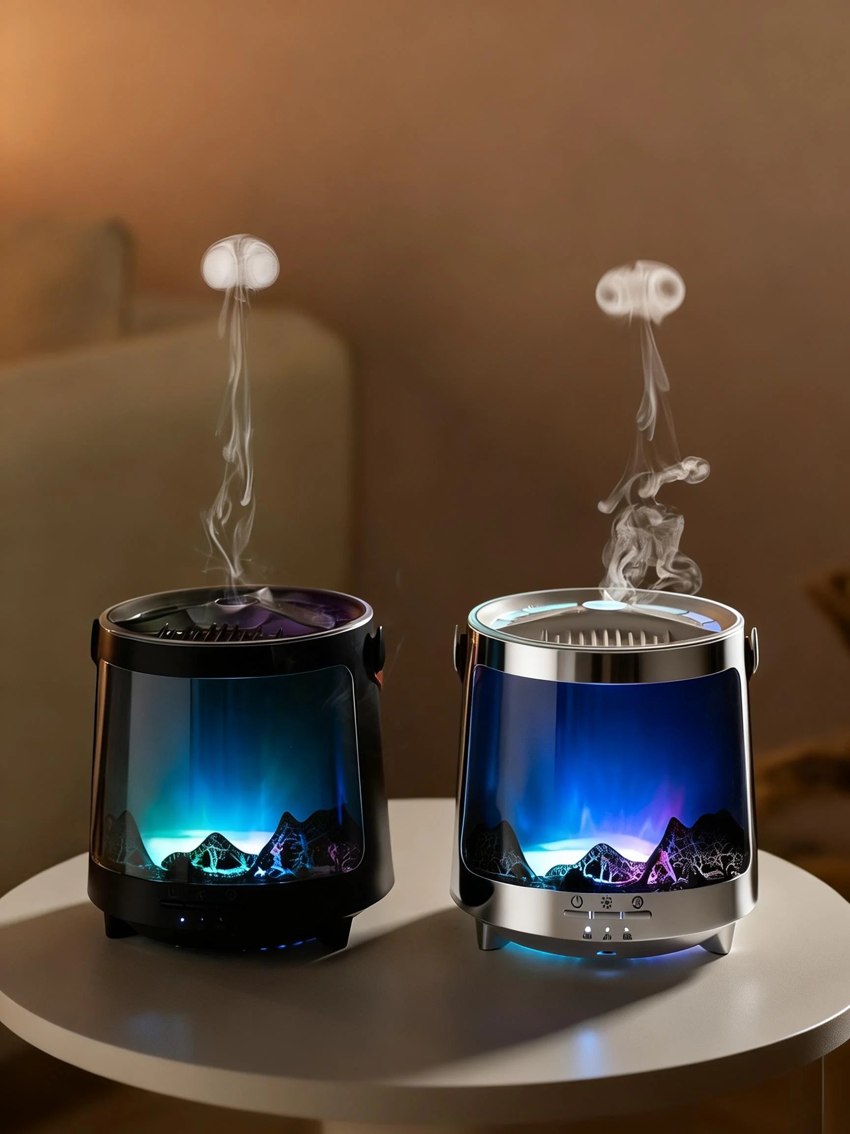 Aurora Jellyfish Humidifier Essential Oil Diffuser Flame Aroma Diffuser Ultrasonic Cool Mist Maker Fogger LED Night Light