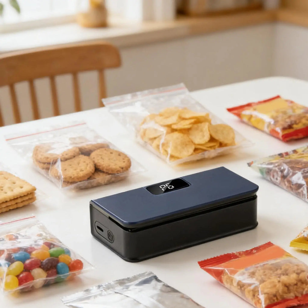 Mini Sealer 6-Mode Rechargeable Magnetic Heat Sealer with Cutter Electric Handheld Bag Sealing Machine for Home Kitchen Packagin