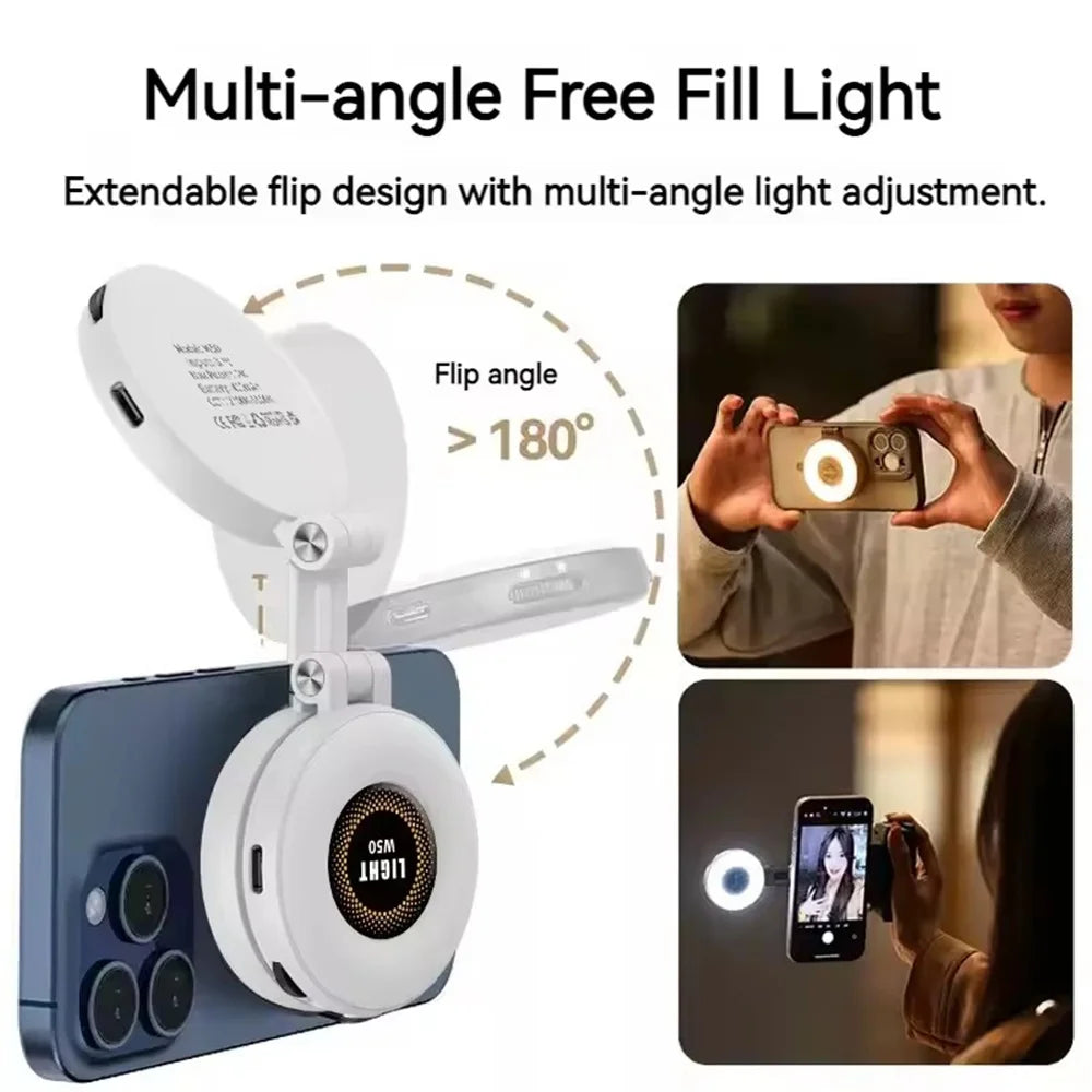 Roreta Magnetic Fill Light Mini Selfie Ring Fill Light 3 Mode with Led Light Universal for Smartphone Iphone Android photography