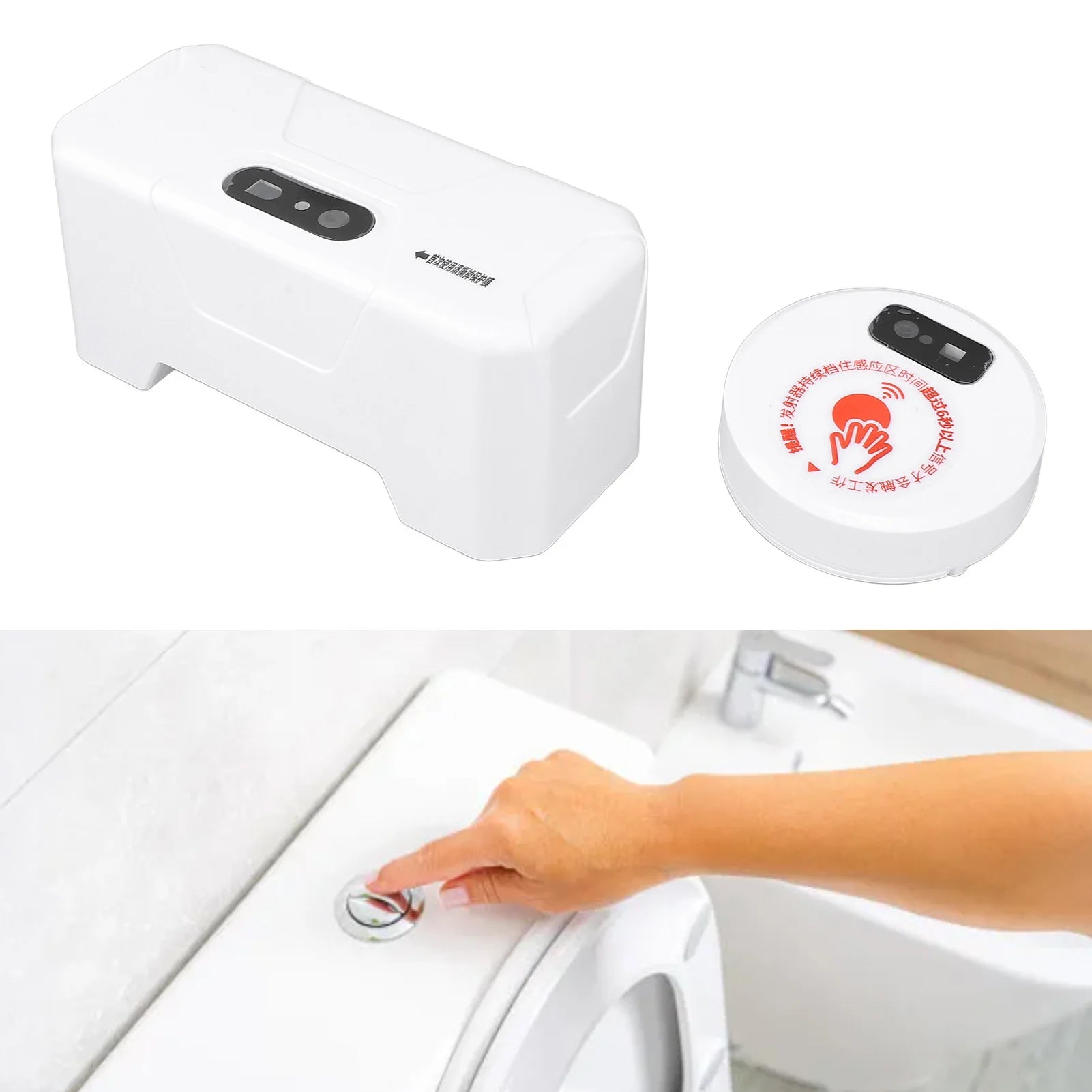 Automatic Toilet Flusher Touchless Toilet Flush Kit USB Rechargeable Versatile 20cm Sensing Distance IPX6 Water Proof for Home