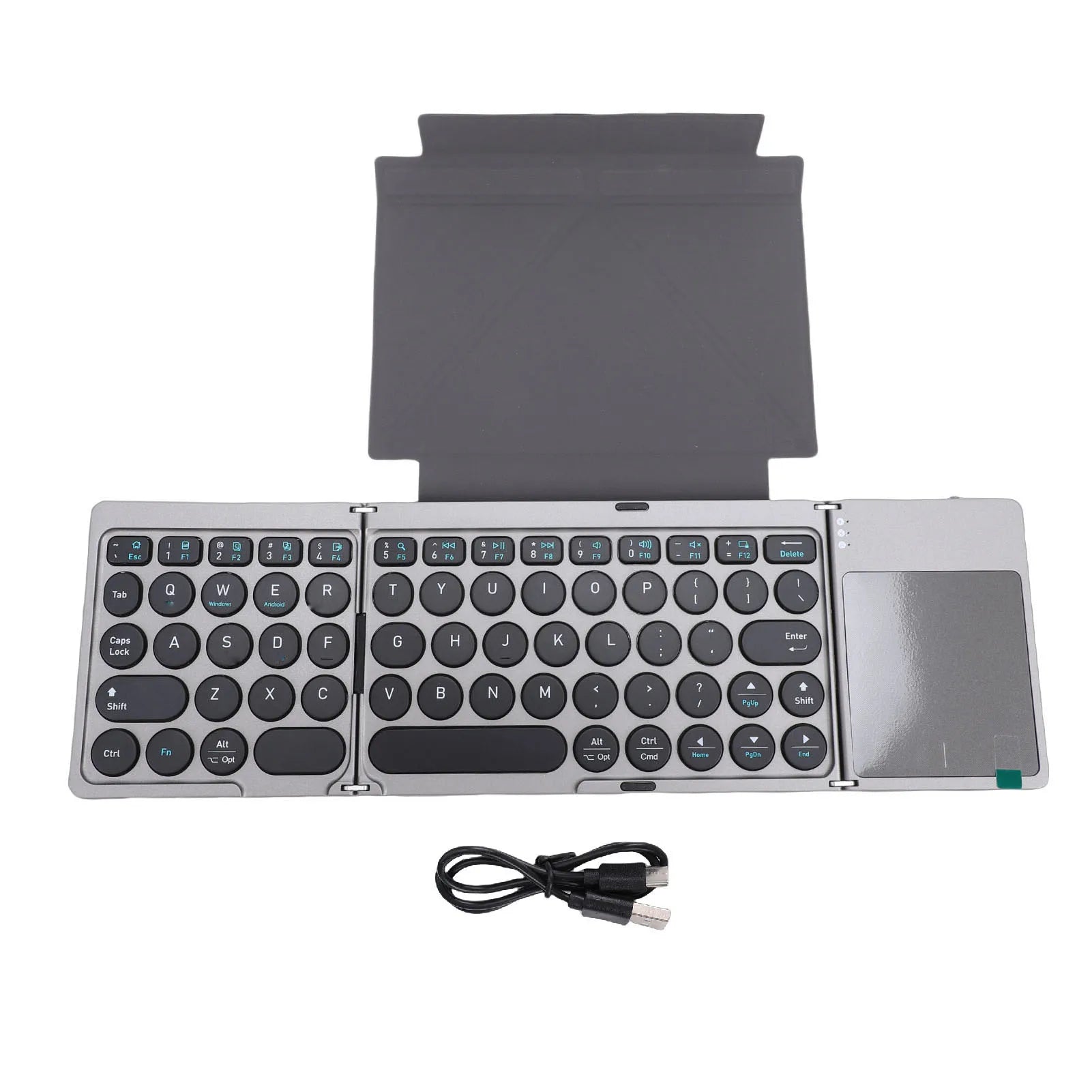 【HOT】Foldable Bluetooth Keyboard Portable Wireless Keyboard with PU Leather Cover Touchpad for Tablet Laptop Smartphone