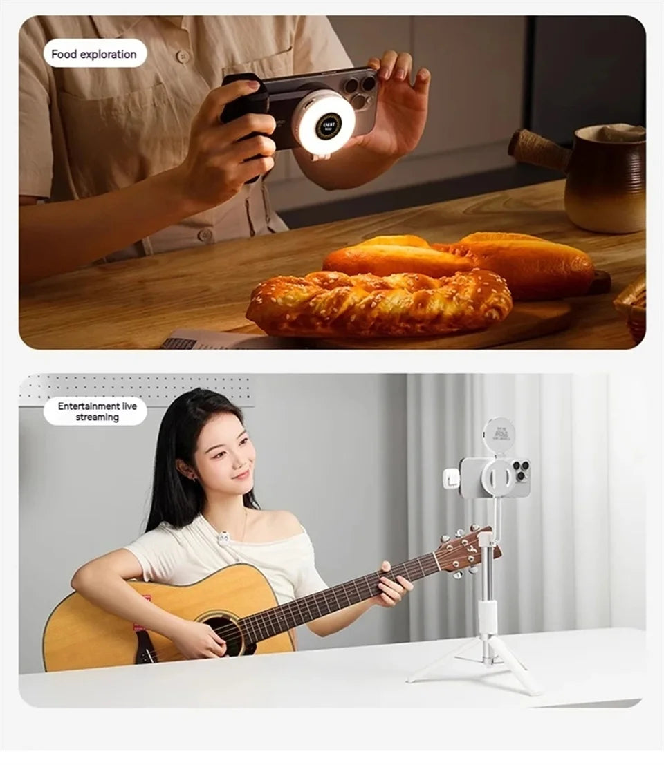 Roreta Magnetic Fill Light Mini Selfie Ring Fill Light 3 Mode with Led Light Universal for Smartphone Iphone Android photography