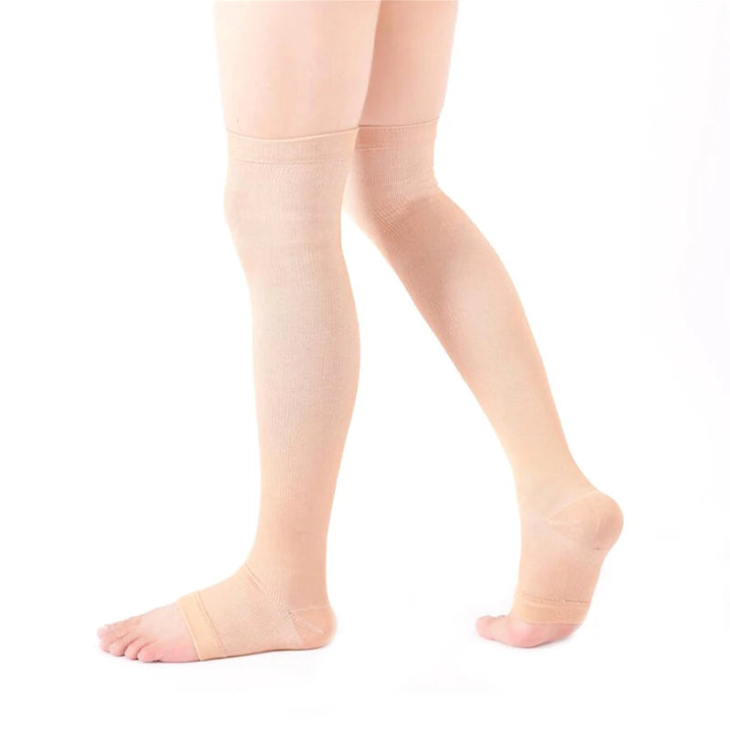 1 Pair Open Toe Knee-High Medical Compression Stockings Varicose Veins Stocking Unisex Compression Brace Wrap Shaping
