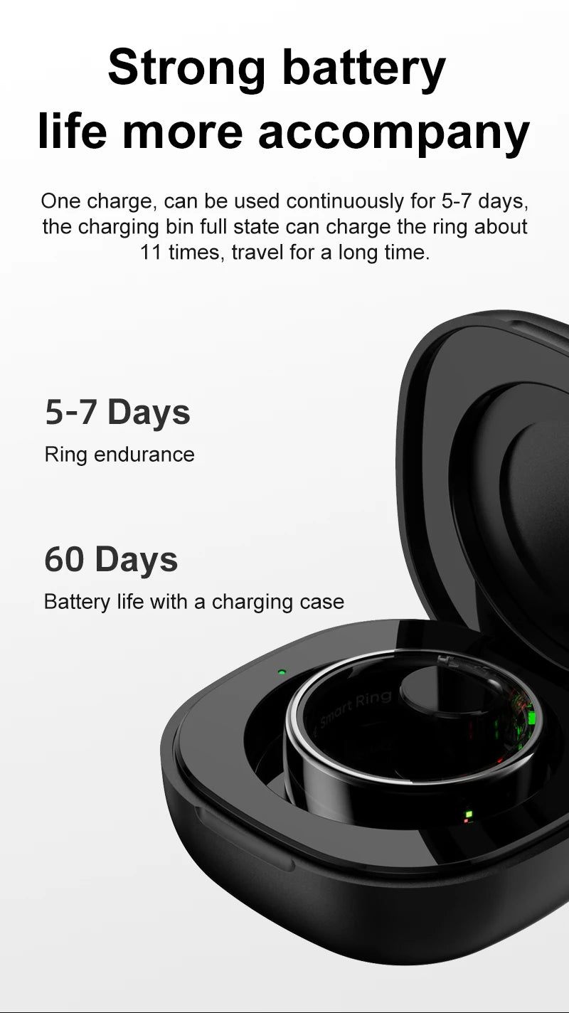 R08 Smart Ring For Men Women Touch Control Function Health Monitor IP68 5ATM Waterproof Skin Temperature Measure Smart Ring New