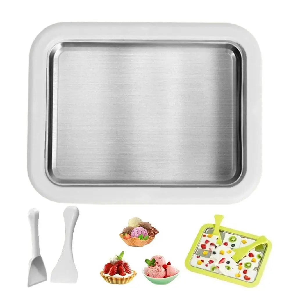 DIY Ice Cream Maker Yogurt Maker Machine with 2 Spatulas Homemade Rolled Cream Sorbet Gelato,Household Ice Cream Roller Pan