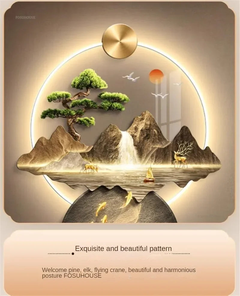 3d wall painting with lights Simple Modern Hanging Home Decoration for Corridor Aisle Upscale Living Room Wall Decorations