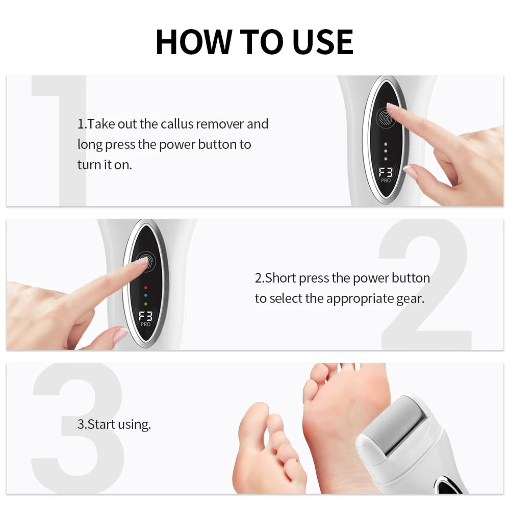 Electric Foot Grinder Automatic Pedicure Tool Remove Dead Skin Calluses Thick Leather Polishing Gentle Exfoliation 2 Gears