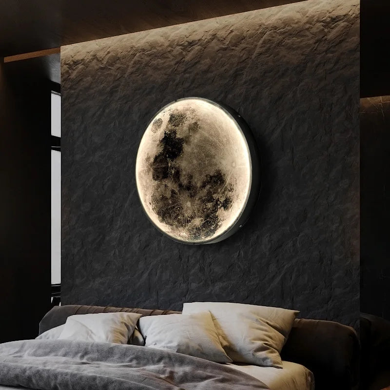 Moon Wall Light 3D Mural Earth Wall Light Hallway Gallery Mural Art Background Decoration Kid Bedroom Bedside Led Light
