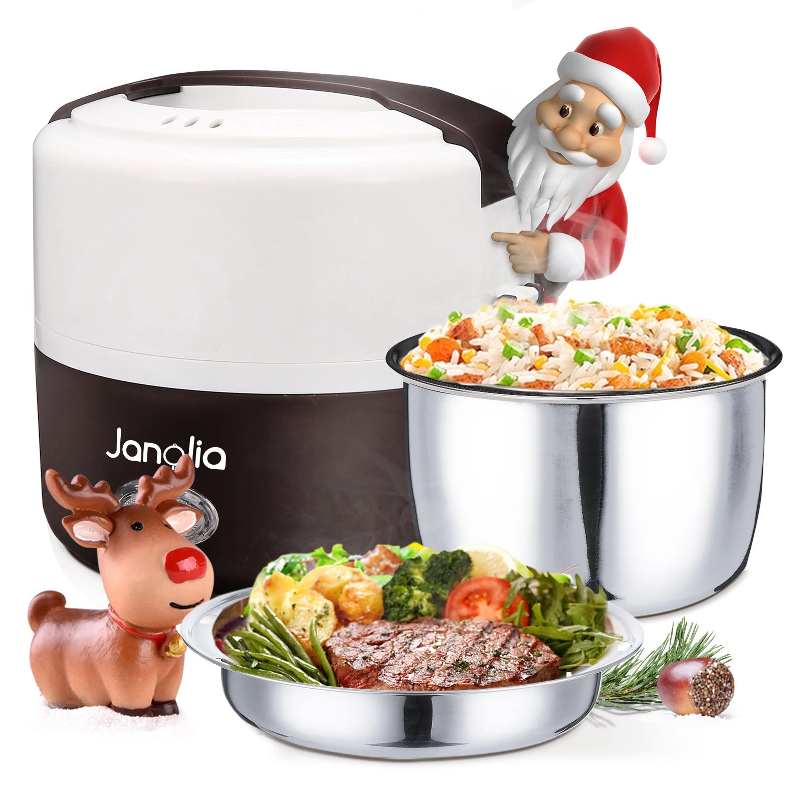 1.3L 220V Portable Electric  Lunch Box Food Warmer Container Rice Cooker Steamer Non-Stick Smart Cooking Porridge Rice Heater