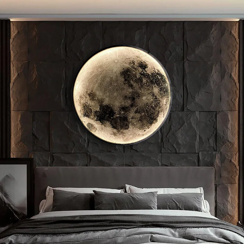Moon Wall Light 3D Mural Earth Wall Light Hallway Gallery Mural Art Background Decoration Kid Bedroom Bedside Led Light