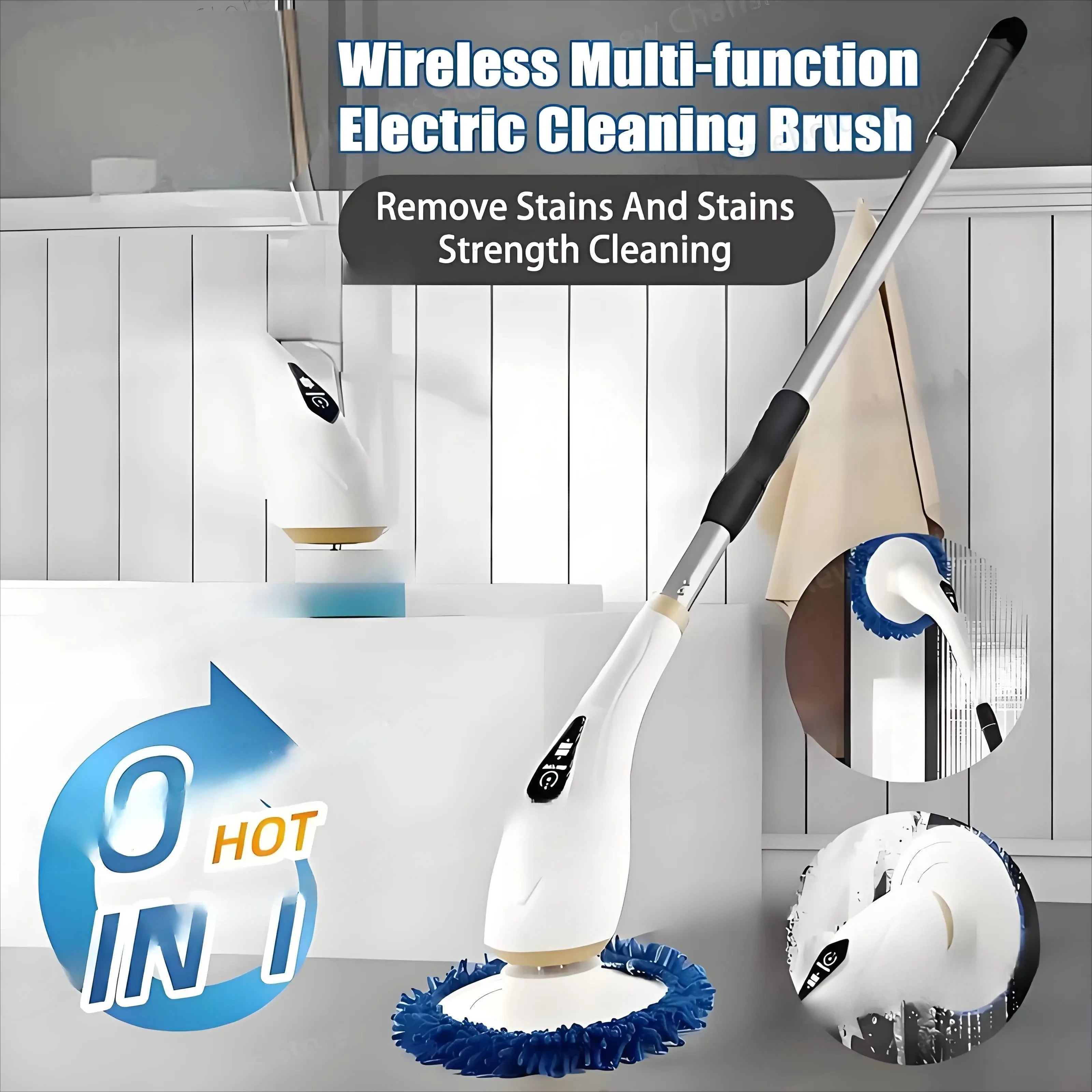 New  8-in-1 Electric Cleaning Brush Wireless Telescopic Handheld Household Kitchen Floor Bathroom 8 Heads Clean Scrubber Clean