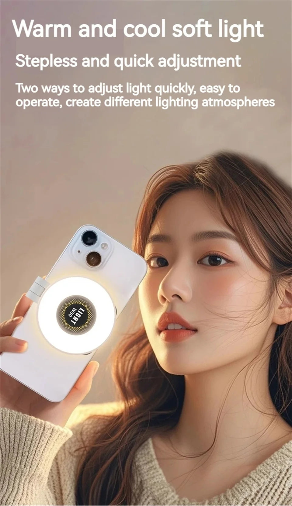 Roreta Magnetic Fill Light Mini Selfie Ring Fill Light 3 Mode with Led Light Universal for Smartphone Iphone Android photography