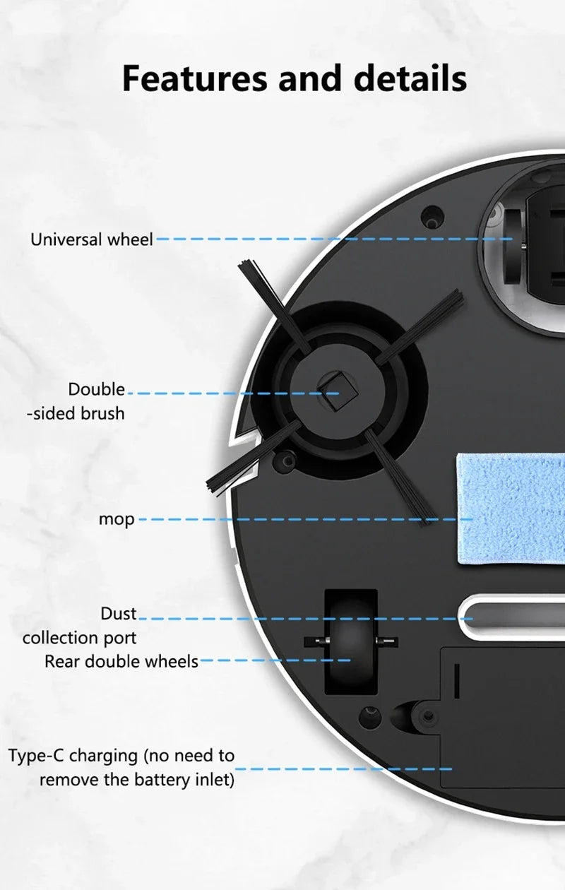 3 in 1 Mini Intelligent Sweeping Robot Suction Sweeping Mopping Household Use Small Appliances Ultra-thin Cleaner