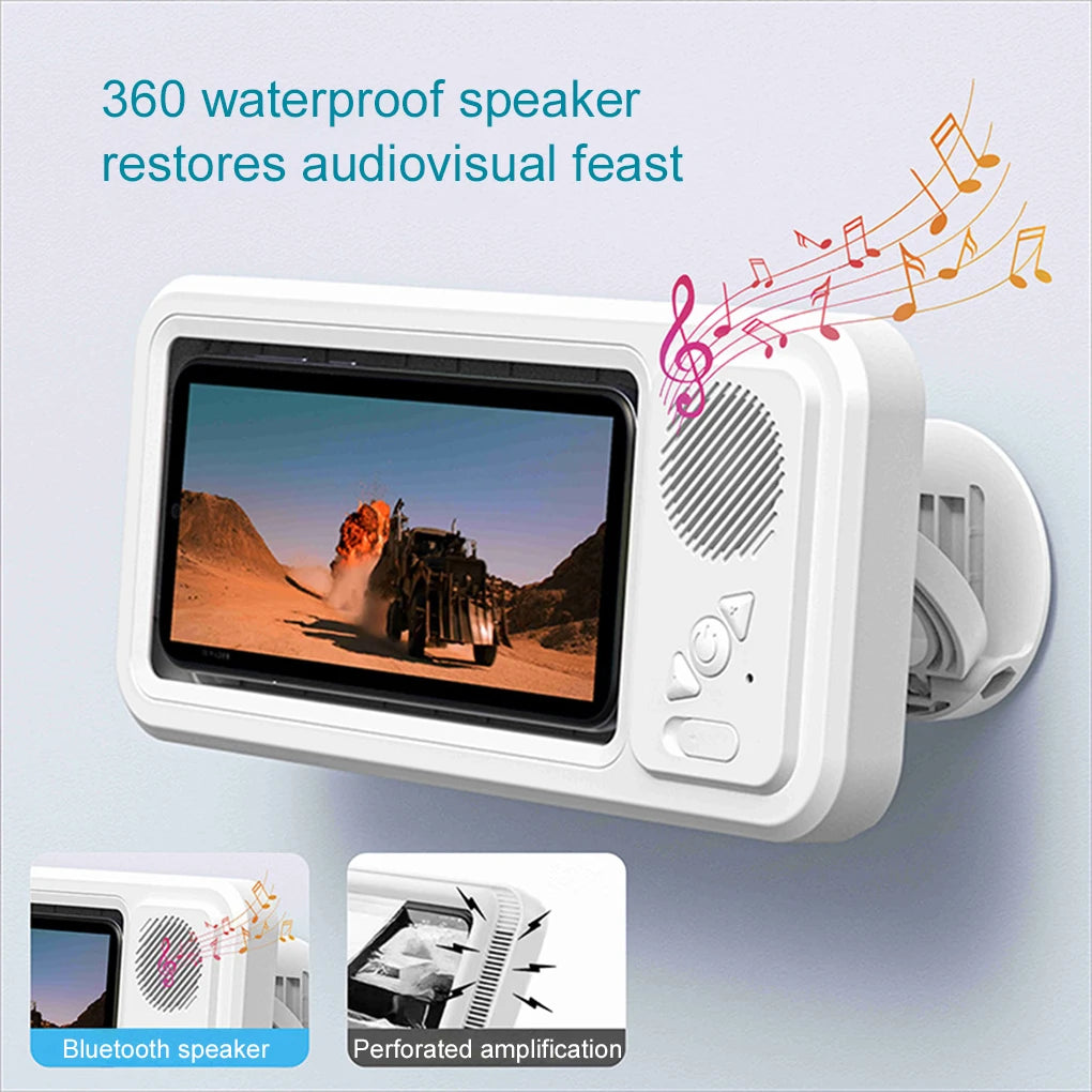 Bathroom Waterproof Mobile Phone Box Bluetooth Speaker Audio Bath TV Stand Mobile Phone Holder 360° Rotation Touch Screen