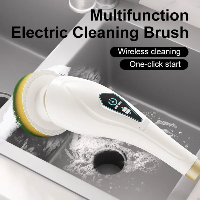 New  8-in-1 Electric Cleaning Brush Wireless Telescopic Handheld Household Kitchen Floor Bathroom 8 Heads Clean Scrubber Clean
