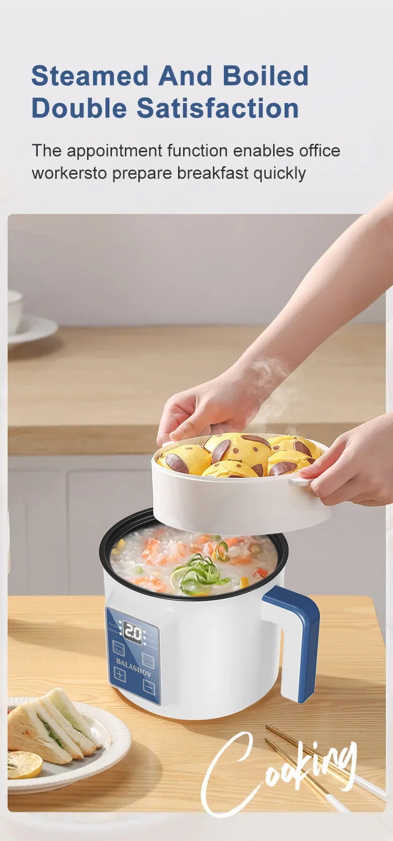 Mini Electric Rice Cooker Double Layer Multi Cooker Non-Stick Smart MultiCooker Electric Cooker Steamed Rice Pot for Home