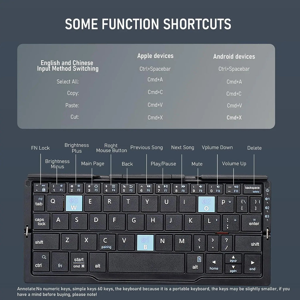Foldable Bluetooth Keyboard with Magnetic Stand Aluminum Alloy Mini Folding Keyboard Rechargeable Keyboard for Tablet,iPad