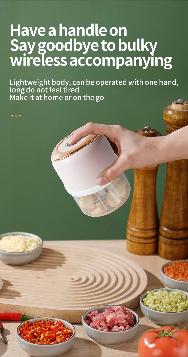 Mini Electric Garlic Chopper & Meat Grinder | USB Rechargeable, Sturdy, Durable Vegetable Crusher | Kitchen Food Processor