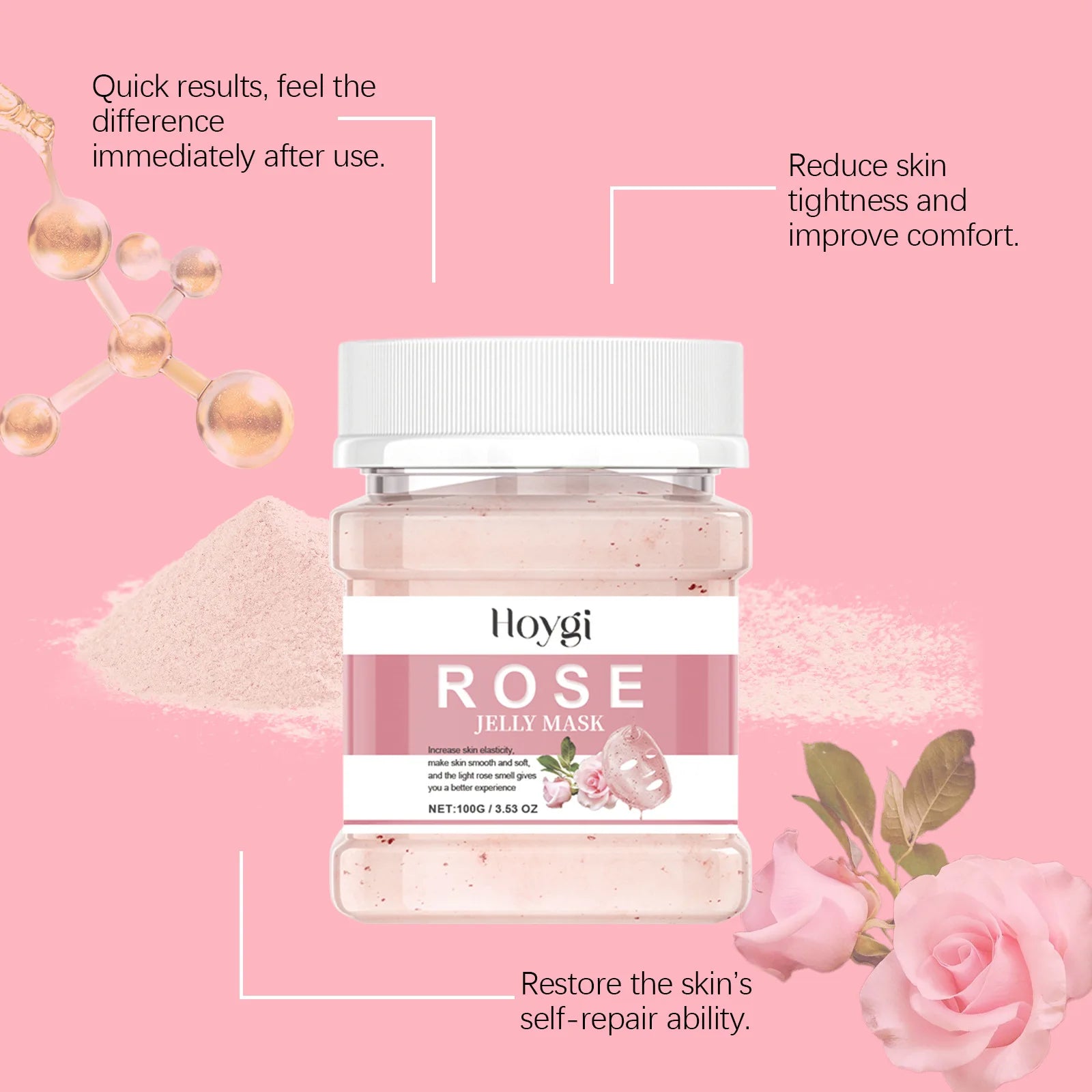Jelly Mask Powder Hydrating Rose 24k Gold Soft SPA Nourishing Moisturize Peel OFF Facial Revitalizing Crystal DIY Facial Mask